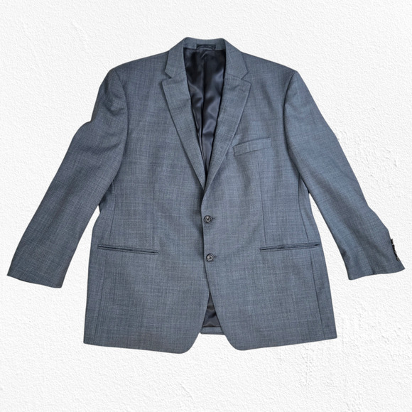 Y2K Lauren Ralph Lauren Dark Gray Wool Blazer 2-Button Sport Coat Jacket 48R - Picture 1 of 16